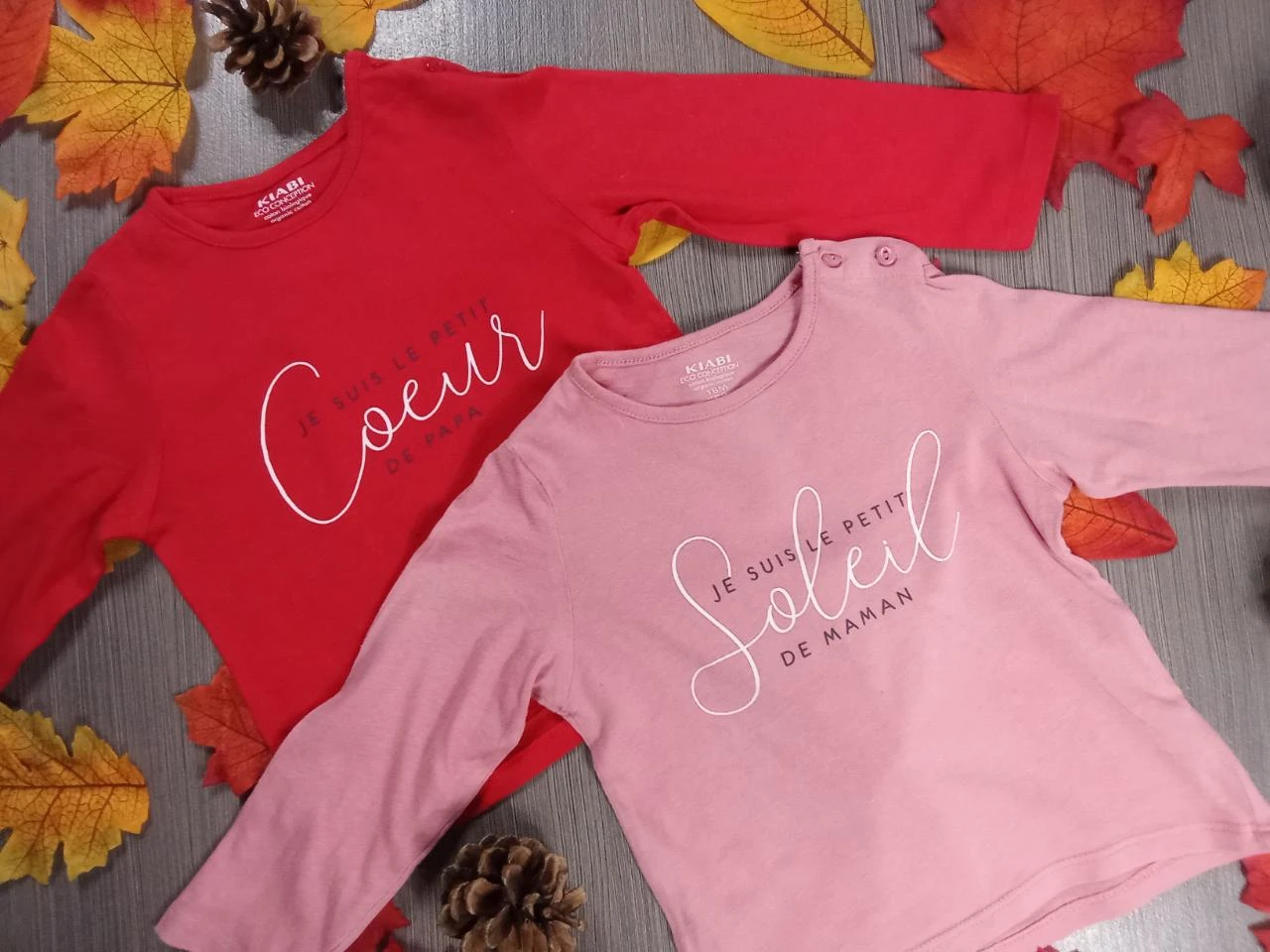 Lot 2 t-shirts manches longues Kiabi 18 mois